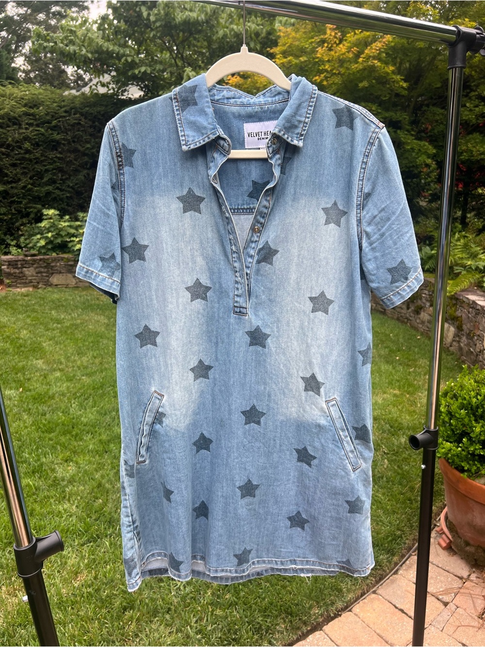 Velvet Heart Light Blue Denim Star Shift Dress